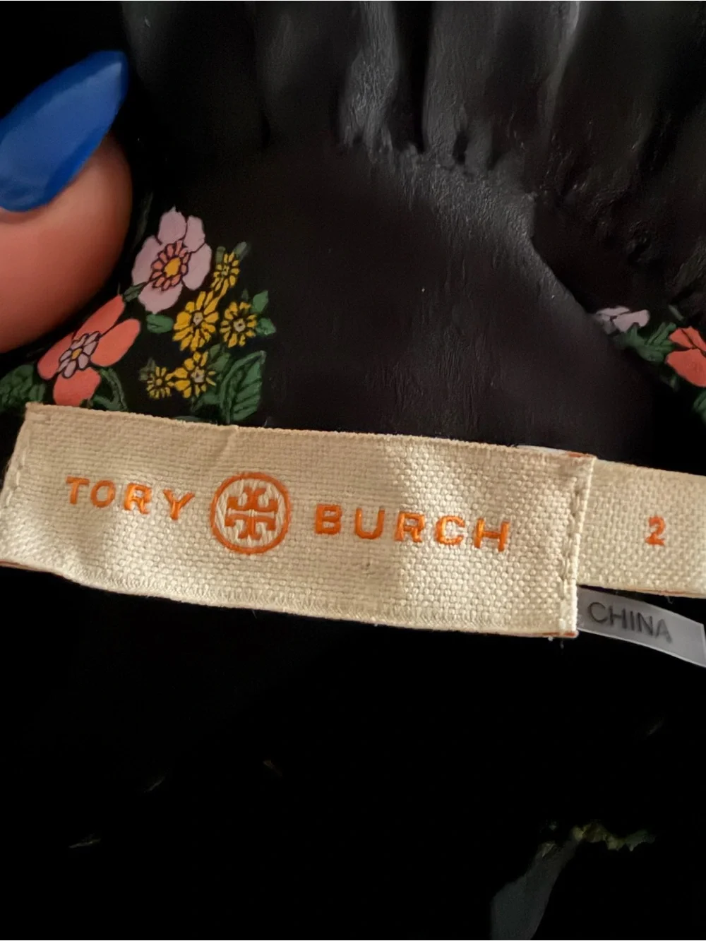 TORY BURCH Black Floral Long Sleeve Tunic Dress